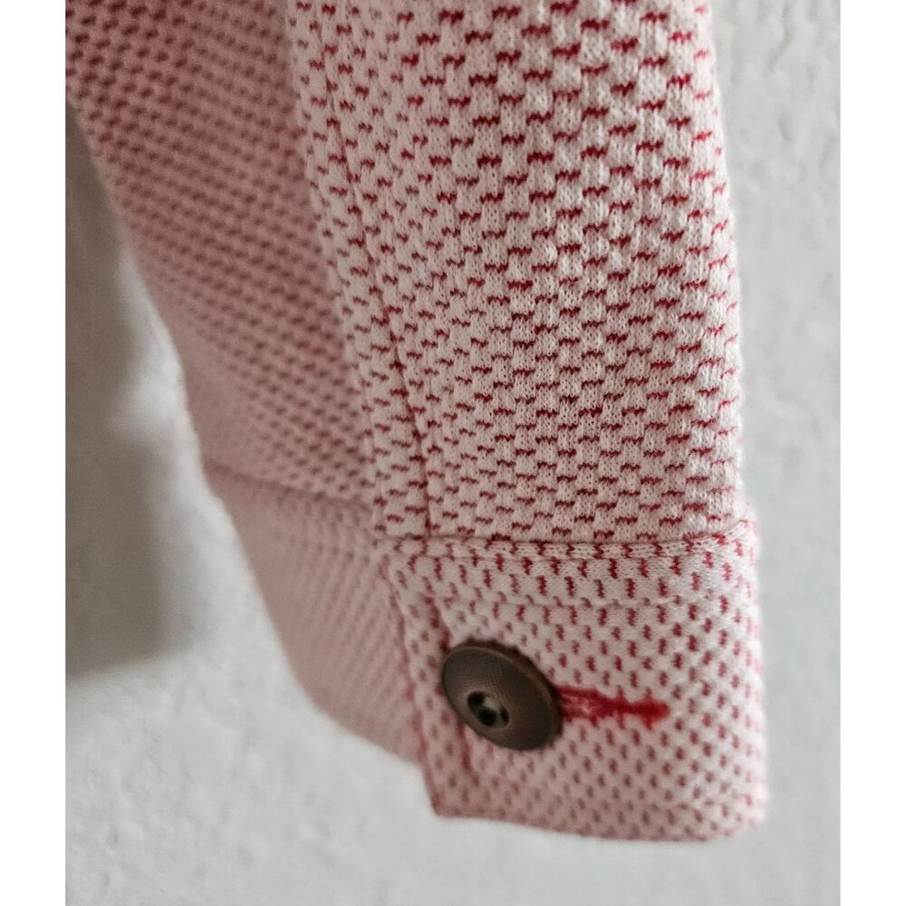 Cabi Woman Size M Jacket Knit Pique Coral & White Metal Buttons Flap Pockets - Picture 4 of 8
